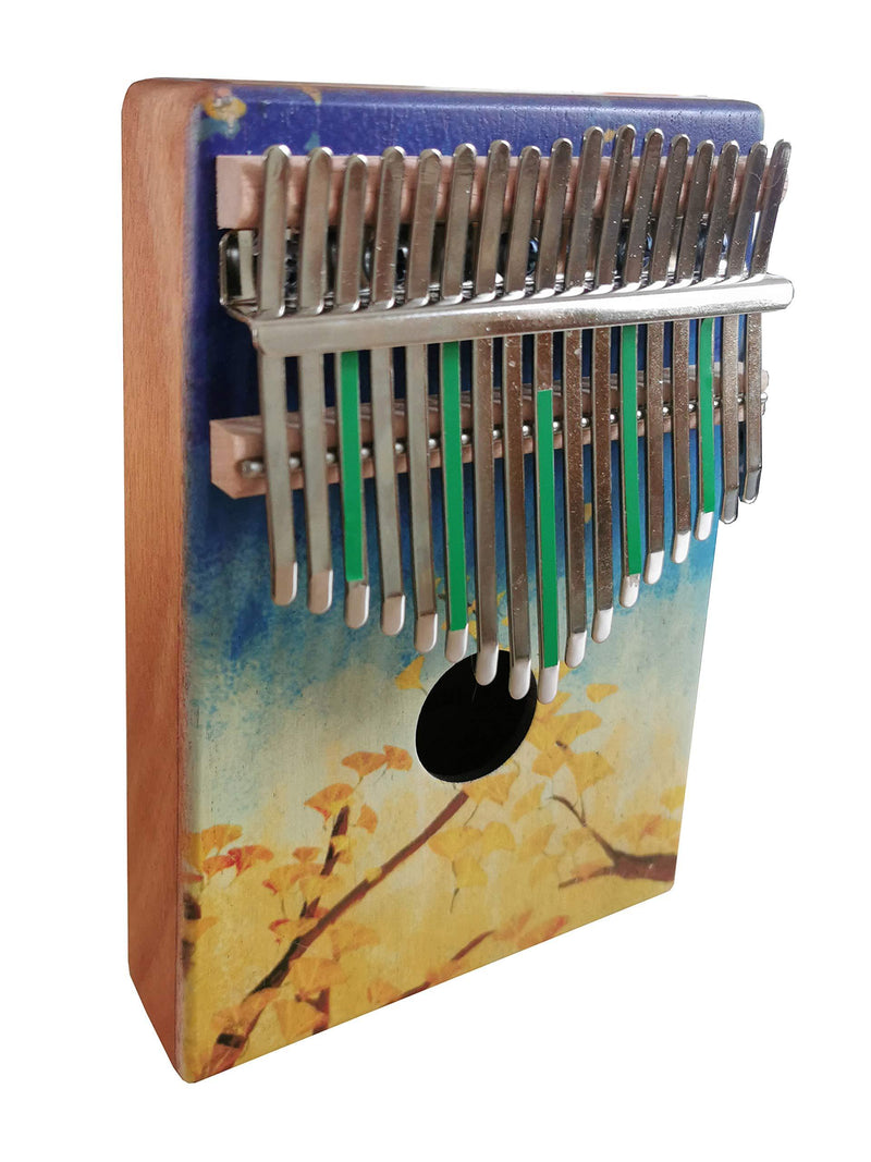 Kalimba 17 Keys Thumb Piano with Study Instruction and Tune Hammer Wood Hand Finger Piano Mbira Gifts for Kids Adult Beginners (Sky) Sky