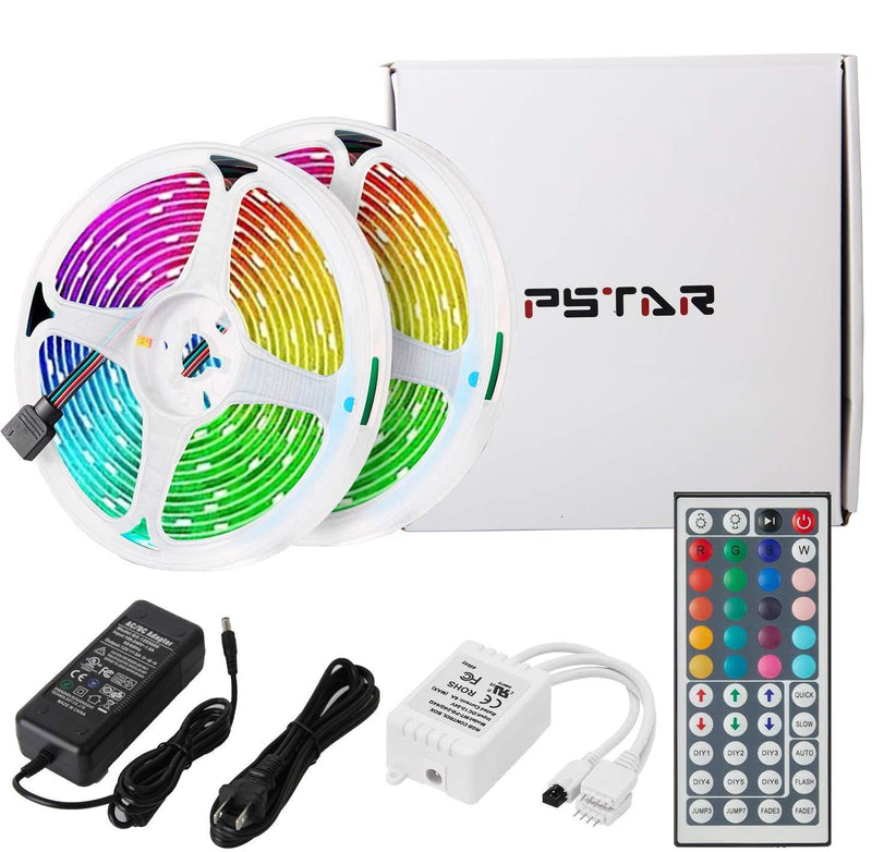 [AUSTRALIA] - PSTAR Led Light Strip Non-Waterproof Kit DC12V UL Listed Power Supply SMD 5050 32.8 Ft (10M) 300leds RGB Flexible Light Strip 30leds/m with 44 Key Ir Controller Kitchen Cabinet, Bedroom,Sitting Room 10.0 Meters 