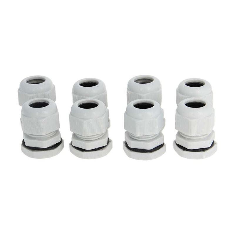 Fielect PG13.5 Cable Gland 8Pcs Plastic Waterproof Cable Glands Joints Adjustable Connector White for 6-11mm Dia Cable