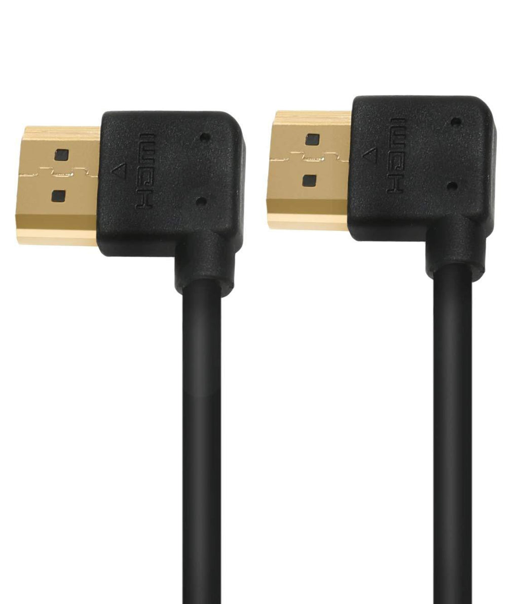 Ysimda Ultra Slim Flexible Series Both Ends in 90 Degree Right- Angle A to A HDMI 2.0 High-Speed Cable, 3ft, Golded Connecter, 18G, Supports Ethernet, 3D, 4K and Audio Return,3ft