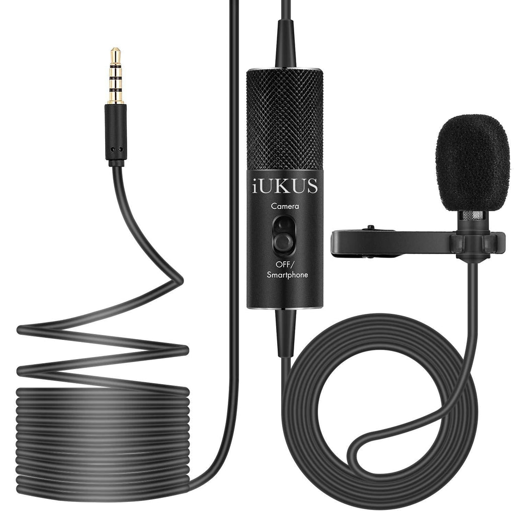 [AUSTRALIA] - Lavalier Microphone, IUKUS Professional Clip-on Lapel Mic Omnidirectional Condenser Lavalier Microphone with 6M/19FT Cord for Camera/Smartphone 