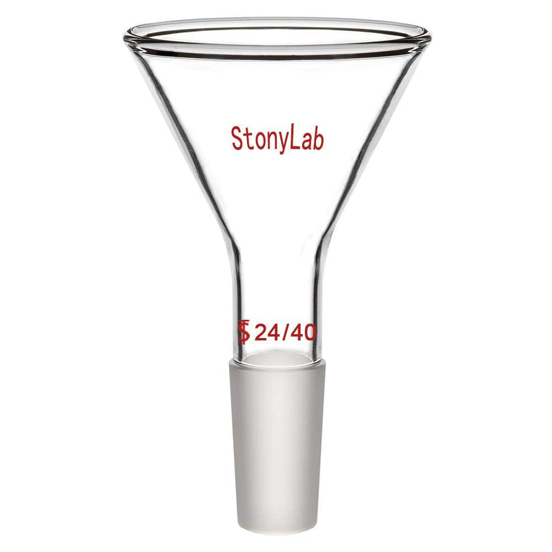 StonyLab Glass Short Stem Powder Funnel with 75 mm Top Outer Dimension and 24/40 Inner Joint Filter Funnel Glass Funnel OD 75mm