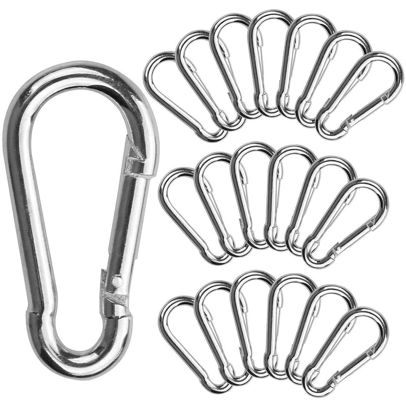 Acrux7 20 Pack 1.57inch Spring Snaps, Heavy Duty Spring Snap Hook for Connecting Hiking Traveling Fishing(200lbs Capacity, M4 x 40mm) 4x40mm Silver