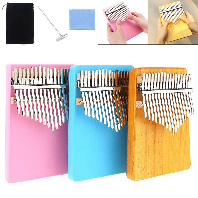 OriGlam 17 Keys Thumb Piano with Study Instruction and Tune Hammer, Portable Thumb Piano, Mbira Wood Finger Piano, Gift for Kids Adult Beginners (Wood)