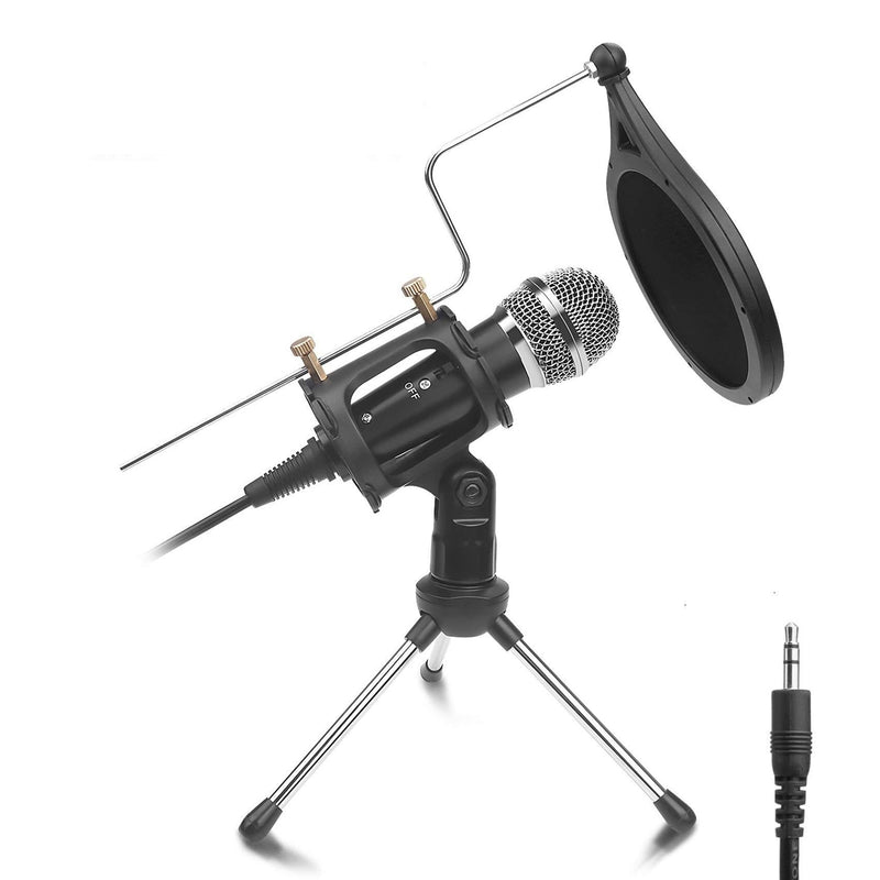 DricRoda Phone Microphone, 3.5mm Condenser Recording Microphone Computer MIC Set for Karaoke, Gaming, Podcast, Video Conference, Facebook, YouTube (X-1) X-1