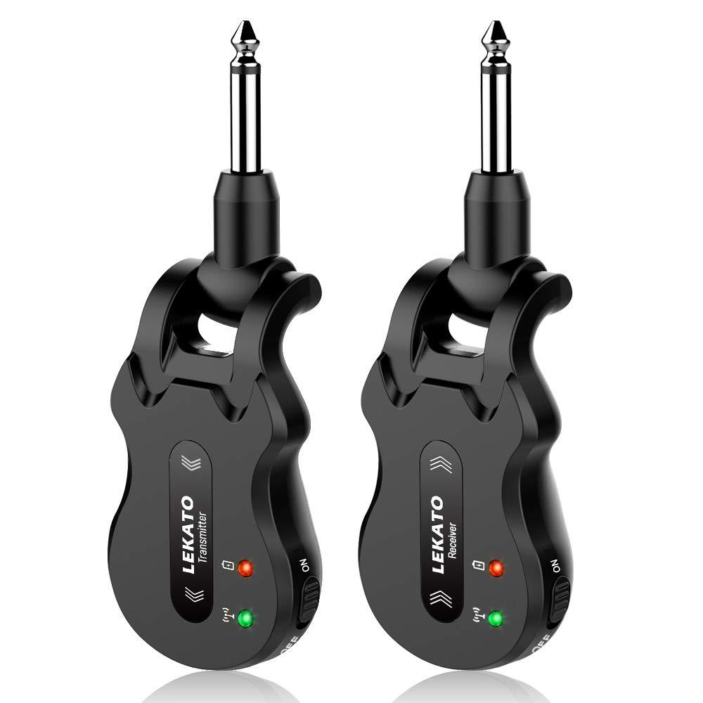 LEKATO 5.8Ghz Wireless Guitar System 4 Channels Audio Digital Guitar Transmitter Receiver 300 Feet Transmission Range