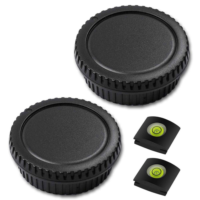 [AUSTRALIA] - Rear Lens Cap and Front Body Cap for Canon EOS 850D 250D 90D, Rebel SL3 T8 T8i T7, 200d ii, and More Canon DSLR and Hot Shoe Cover with Bubble Spirit Level Fire Rock (2 Sets) for Canon EF/EF-S lens 