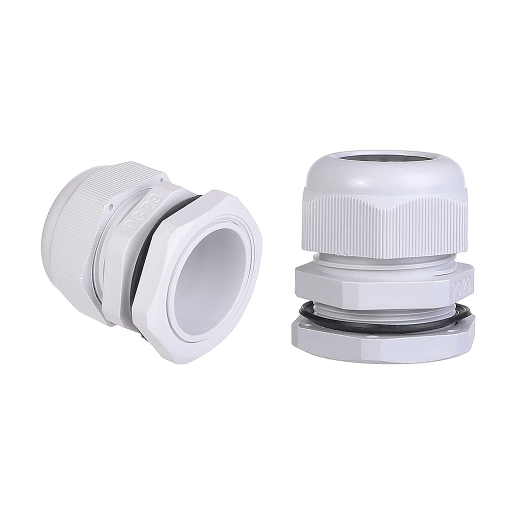 Fielect 8Pcs Plastic PG29 Cable Gland Waterproof Cable Glands Joints Adjustable Connector White for 18-25mm Dia Cable