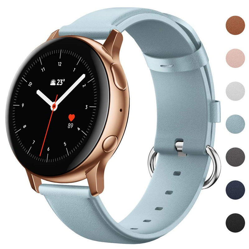 EZCO Leather Bands Compatible with Samsung Galaxy Watch Active 2 / Active/Galaxy Watch 3 41mm / Gear Sport, Soft Classic Genuine Leather Watch Strap Replacement Wristband Accessories Man Women