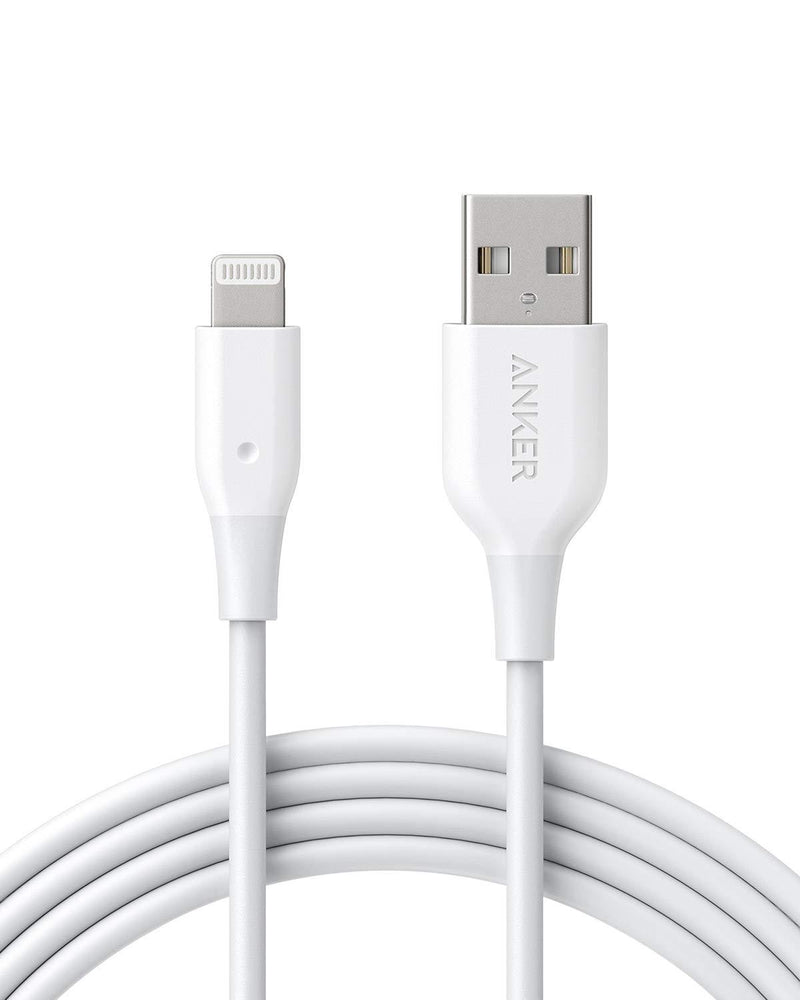 Anker Powerline Lightning to USB Cable, (6 ft MFi Certified), Charging/Sync Lightning Cord Compatible with iPhone 11 Pro/Xs Max/XR/X / 8/7 / 6S / 6, iPad and More (Upgraded) 6ft White