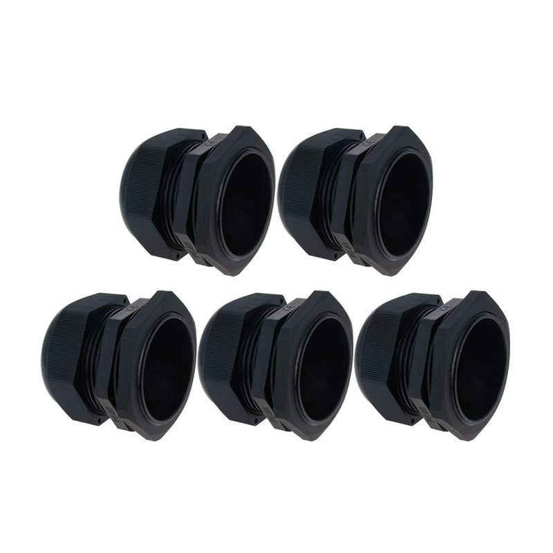 Fielect 5Pcs Plastic Waterproof PG48 Cable Glands Joints Adjustable Connector Black for 37-44mm Dia Cable