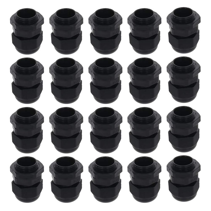 Fielect 20Pcs M18x1.5 Cable Gland Plastic Waterproof Cable Glands Joints Adjustable Connector Black for 5-10mm Dia Cable M18*1.5