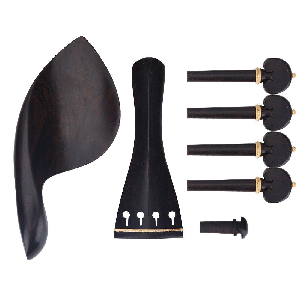 Bnineteenteam 1Set Wood 4/4 Violin Parts Set Include Chin Rest,Tuning Pegs,Bridge Pins and Tailpiece