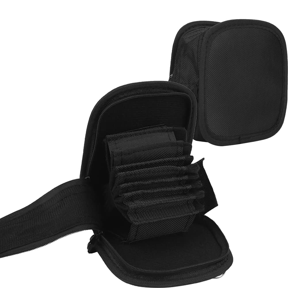 Serounder Bags for Cameras and Photographic Equipment, Camera Lens Filter Carry Case, 9-Pocket Lens Filter Wallet Pouch Bag Travel Holder Belt Bag with Detachable Strap