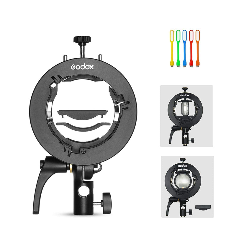 Godox S2 Bracket S-Type Bowens Mount Holder for Godox AD200 AD200Pro AD400Pro V1 V860II V860III V850II TT685 TT600 TT350 and Other Flashes Speedlite Snoot Softbox Honeycomb Reflector Beauty Dish