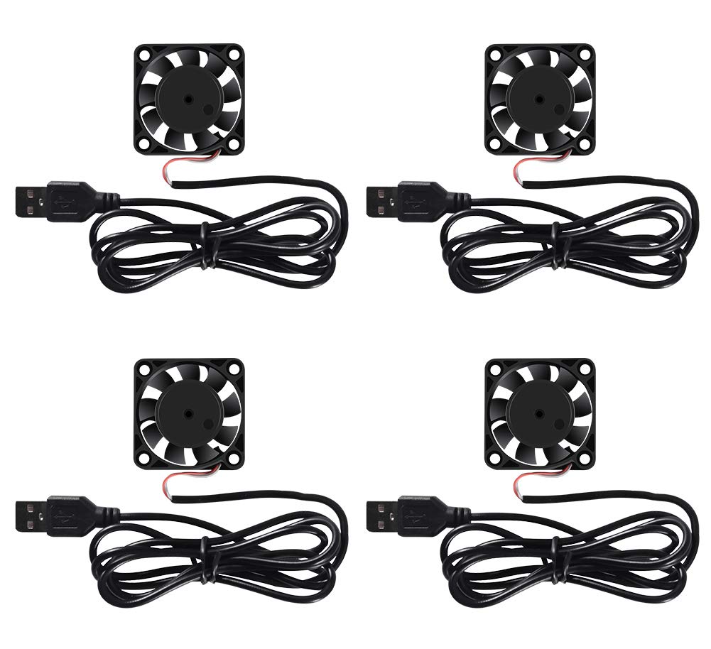 4 Pack USB Brushless Cooling Fan 40mm Fan High Performance DC 5V Cooling Fan Speed 4200 RPM Fan for Small Appliances Series Replacement 4PCS 5V USB(4010)