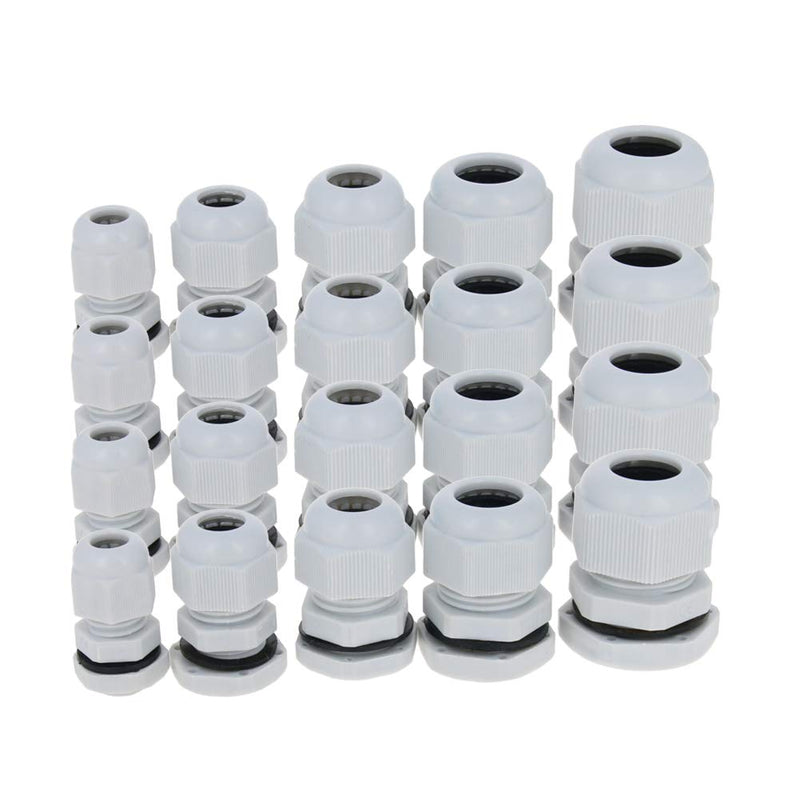 Fielect 50Pcs Cable Gland PG7 PG9 PG11 PG13.5 PG16 Nylon Plastic Waterproof Adjustable Cable Glands Joints Connectors for 3mm-13mm