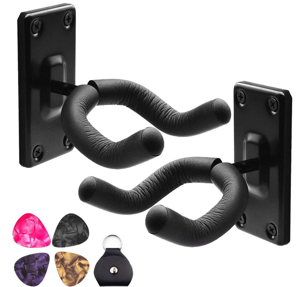 Guitar Wall Mount Guitar Wall Hooks Stand Guitar Display Hanger Suitable Fits All Size Guitars, Bass, Mandolin, Banjo, Ukulele (2 Pack)