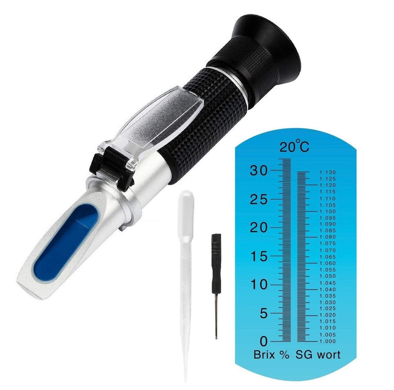 Beer Wort Refractometer for Homebrewing Beer, Dual Scale Specific Gravity 1.000-1.120 and Brix 0~32%, Beerbrewing Refractometer Hydrometer with (ATC) Autoction Temperature Compensation