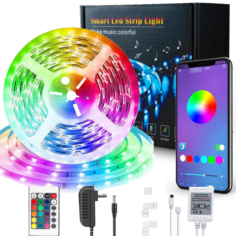 [AUSTRALIA] - LED Strip Lights, cartaoo 16.4 ft LED Light Strips for Bedroom Smart 5050 RGB Color Changing Strip Lights with Remote & Bluetooth Controller Music Sync for Room, TV Decor. 