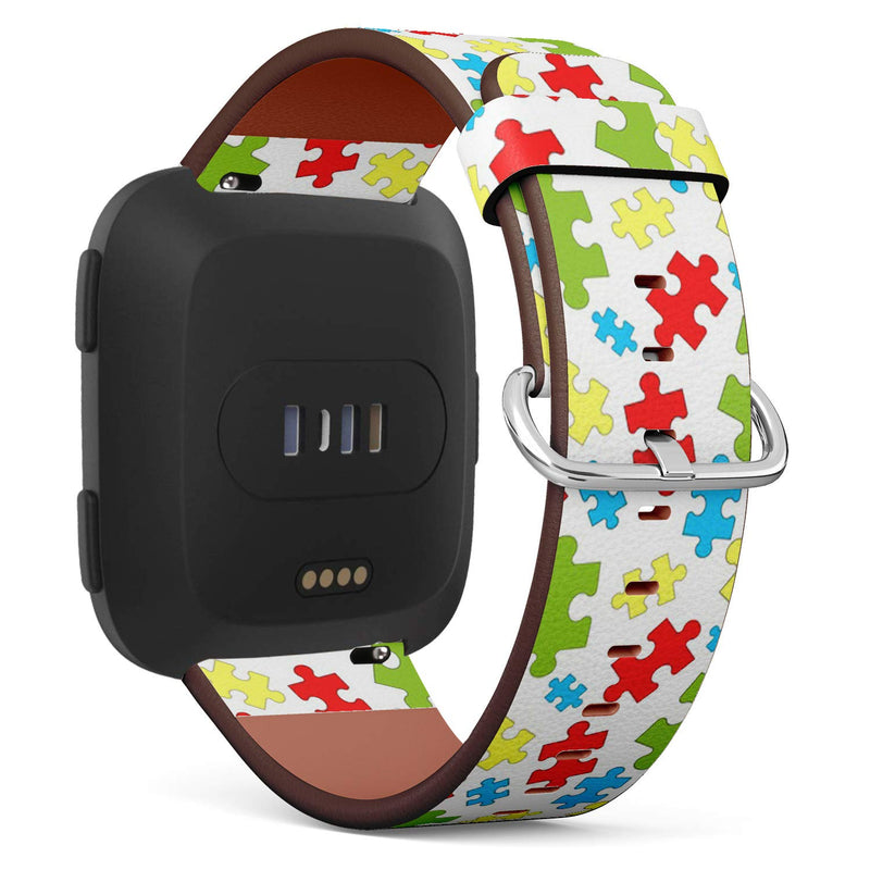 Compatible with Fitbit Versa/Versa 2 / Versa LITE - Quick Release Leather Wristband Bracelet Replacement Accessory Band - Ornament Puzzle Color