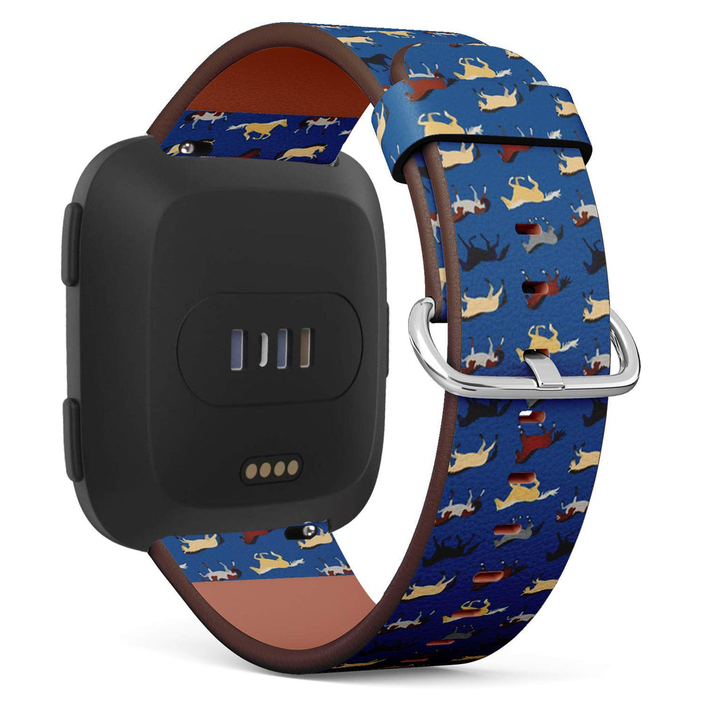 Compatible with Fitbit Versa/Versa 2 / Versa LITE - Quick Release Leather Wristband Bracelet Replacement Accessory Band - Horses On