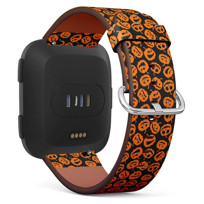 Compatible with Fitbit Versa/Versa 2 / Versa LITE - Quick Release Leather Wristband Bracelet Replacement Accessory Band - Halloween Holiday