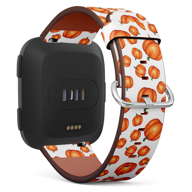 Compatible with Fitbit Versa/Versa 2 / Versa LITE - Quick Release Leather Wristband Bracelet Replacement Accessory Band - Pumpkin