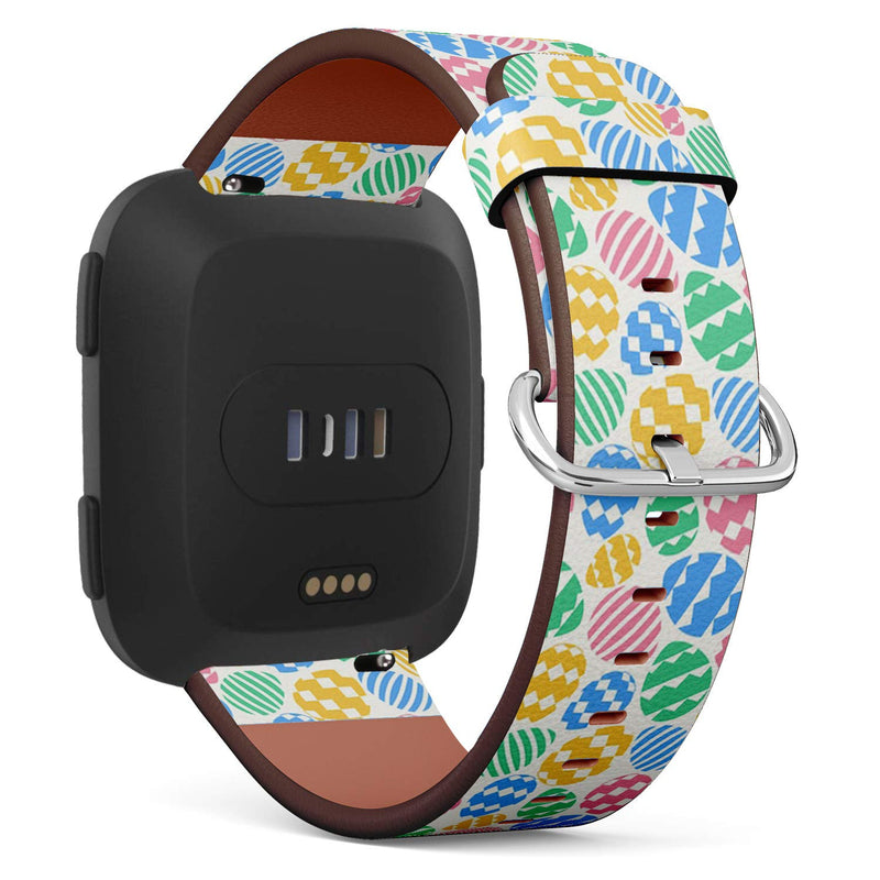 Compatible with Fitbit Versa/Versa 2 / Versa LITE - Quick Release Leather Wristband Bracelet Replacement Accessory Band - Easter Egg