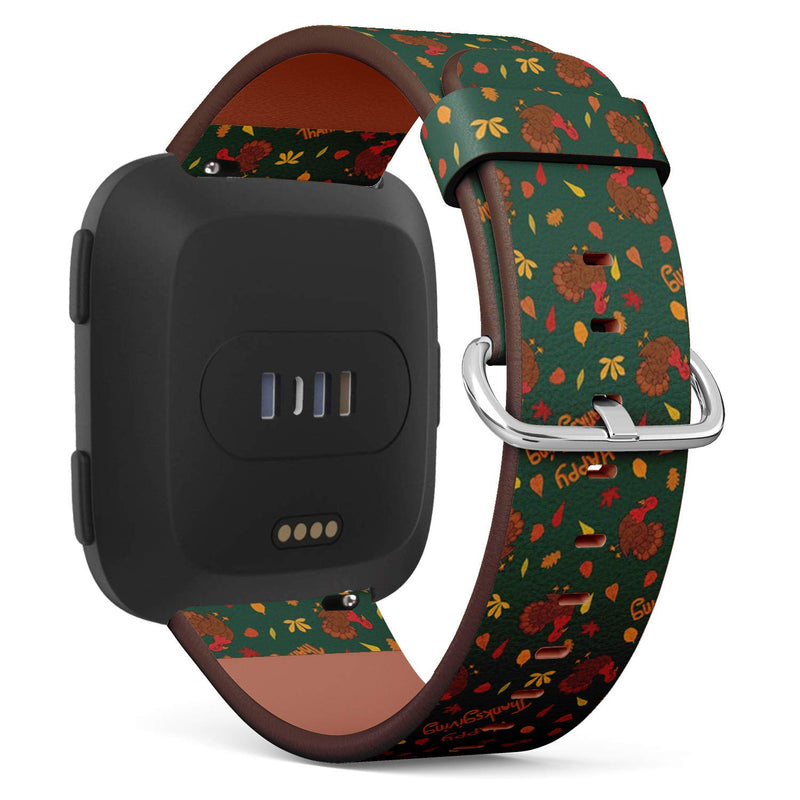 Compatible with Fitbit Versa/Versa 2 / Versa LITE - Quick Release Leather Wristband Bracelet Replacement Accessory Band - Turkey Autumn