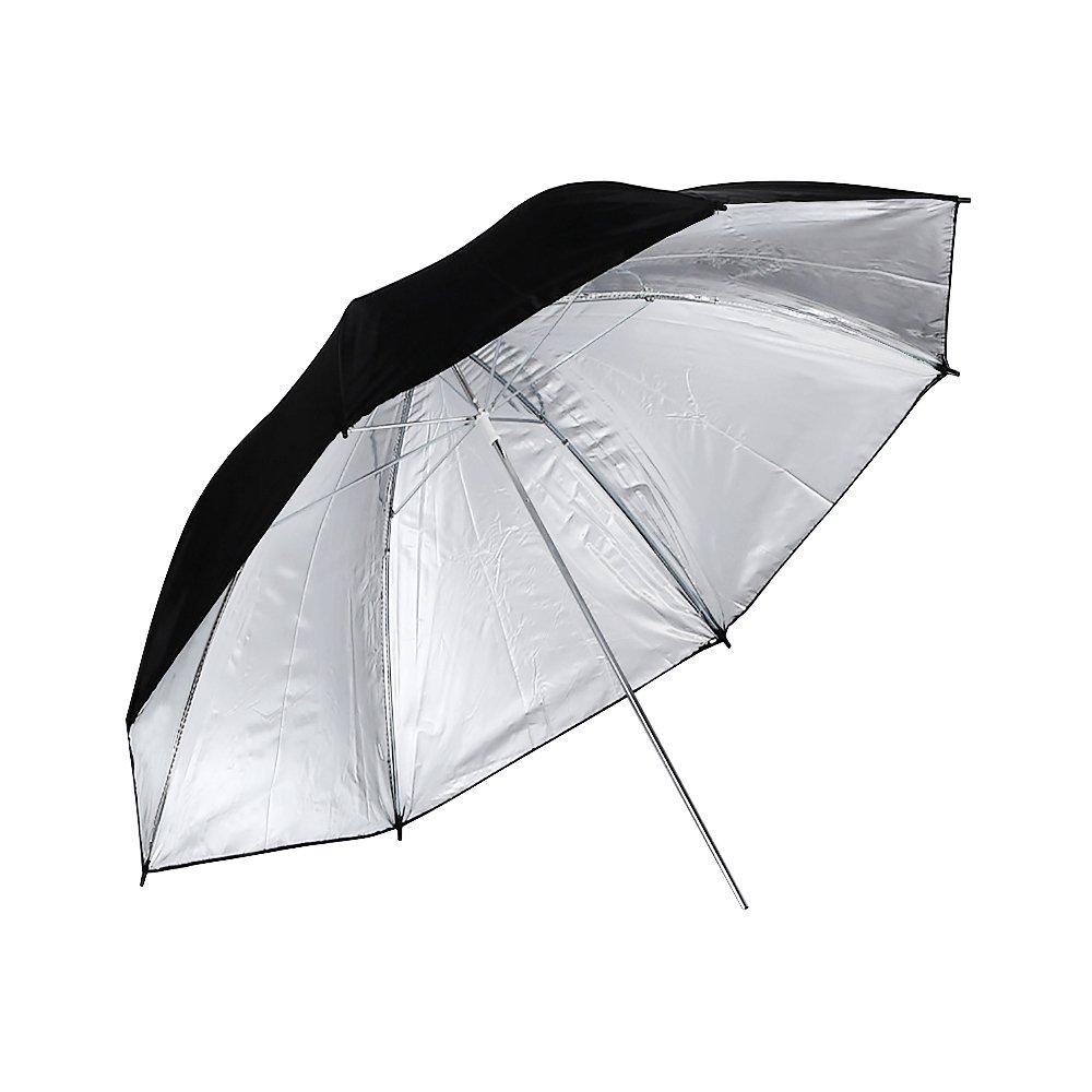 FireBooth - Professional Black Silver Reflective 33" Umbrella for Photography, Studio Light Flash, and Portable Photo Booths