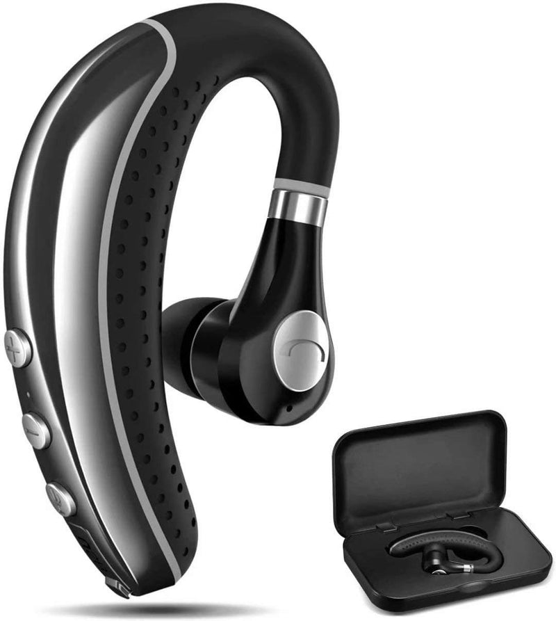 Bluetooth Headset COMEXION V5.0 Bluetooth Earpiece with Mic and Mute Key Wireless Noise Reduction Business Earphone for Driving/Meeting/Listening Grey