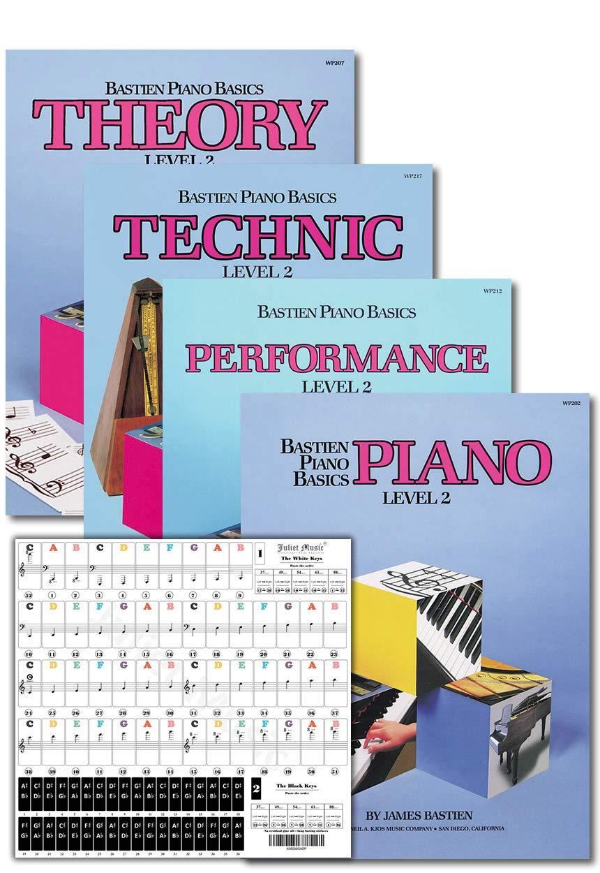 Bastien Piano Basics Level 2 Learning Set By Bastien - Lesson, Theory, Performance, Technique & Artistry Books & Juliet Music Piano Keys 88/61/54/49 Full Set Removable Sticker