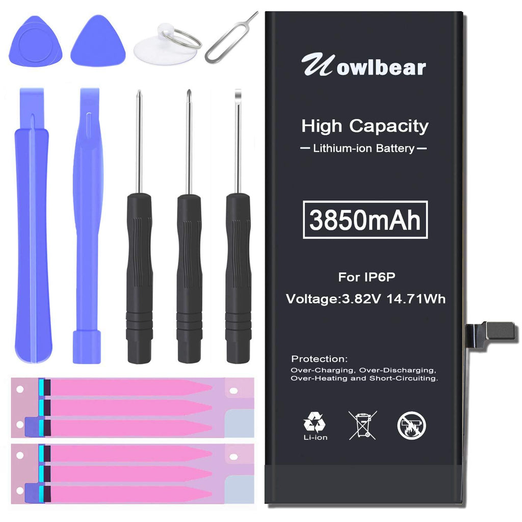 3850mAh Battery for iPhone 6 Plus, uowlbear IP6P High Capacity Replacement Battery for A1522 A1524 A1593 with Complete Replacement Kits -3 Yesr Service 0 Cycle