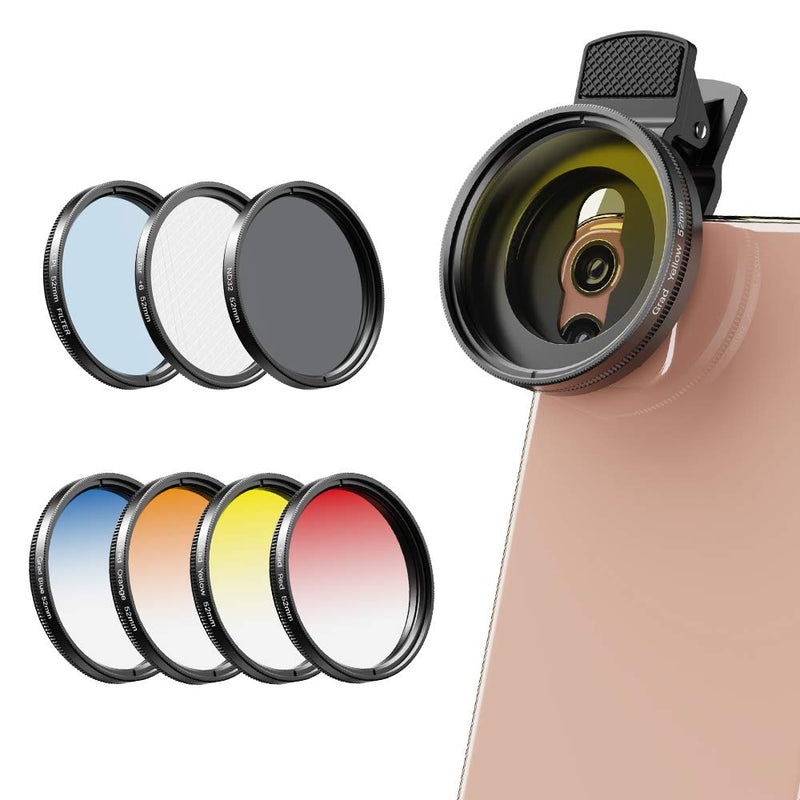 MIAO LAB 2022 Newly Phone Camera Graduated Color Filter Accessory Kit - Adjustable Blue/Orange/Yellow/Red Color Lens, Star, CPL Filter, ND32 Filter for Camera, iPhone, Samsung, Huawei, etc