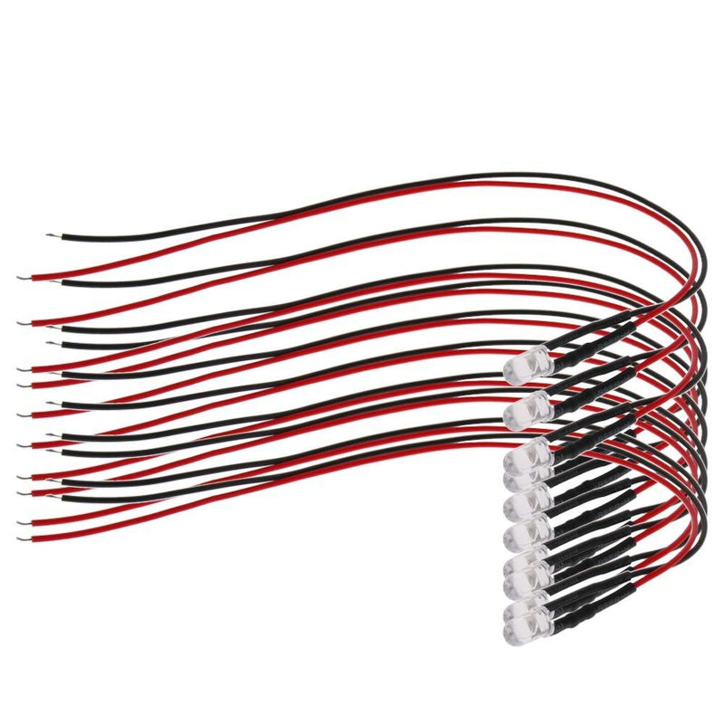 Othmro 10PCS Red Light Emitting Diodes Pre Wired DC 12V 5mm Small LED Lamps DC9-12V 20mA 10Pcs Red 10Pcs