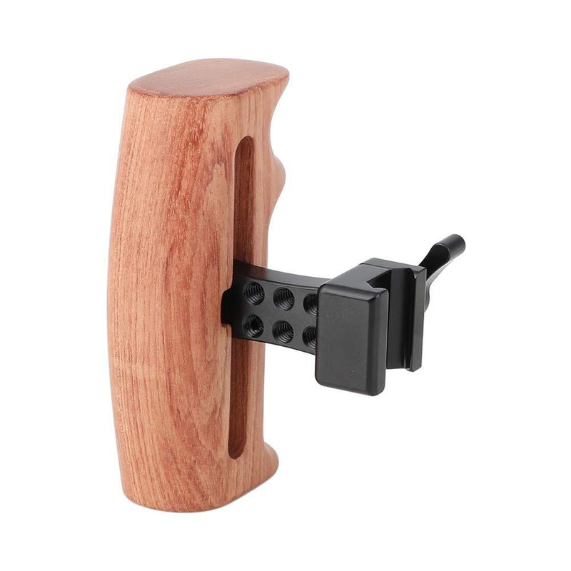 CAMVATE Wooden Handle Grip with NATO Clamp Connection for DSLR Camera Cage Rig (Swith to Fit Right/Left Hand)