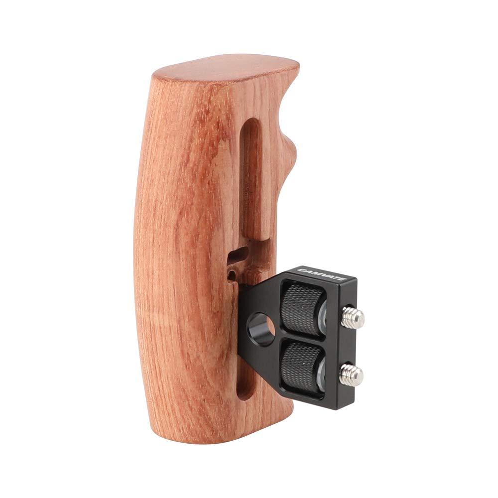 CAMVATE Wooden Hand Grip with 1/4" Mounting Screws Connector for DSLR Camera Cage (Swith to Fit Right/Left Hand)