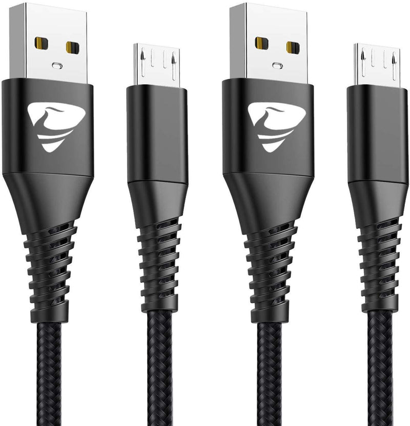 Micro USB Cable Aioneus Fast Charging Cord Android 6FT 2Pack Charger Cable Nylon Android Phone Charger Cord for Samsung Galaxy S7 Edge S6 S5 J7 J7V J5 J3 J3V Note 5, LG G4 G3, Moto G4, Tablet, PS4 6 feet