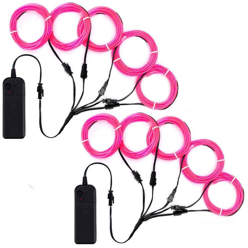 [AUSTRALIA] - TGHCP Neon EL Wire Pink Lights 2 Pack 5 in 1 Meter EL Wire Kits (Pink) 