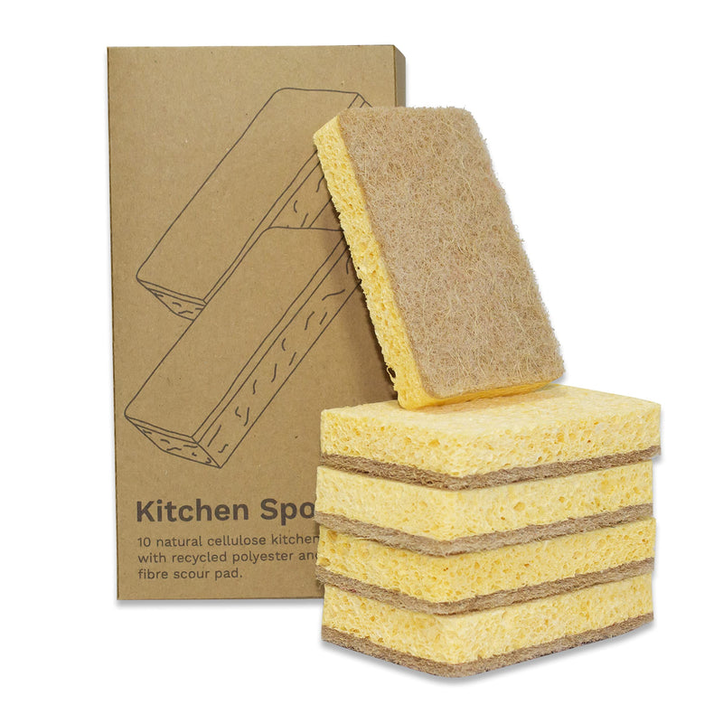 Vove | Premium Natural Kitchen Sponge | Non Scratch | Long Lasting | Plastic Free | Compostable Sponge Kitchen | Natural Fiber | Eco-Friendly | Biodegradable | (10 Pack) 10 pack
