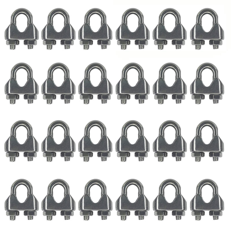 HEVERP 24PCS 3/16 Inches M4 Stainless Steel Wire Rope Cable Clip Clamp