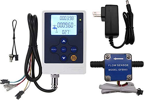 DIGITEN LCD Display Water Flow Control Meter Liquid Quantitative Controller + G3/8" Fuel Flow Meter Oil Flow Sensor Gasoline Diesel Milk Gear Meter DFC15 + G3/8" gear flow meter
