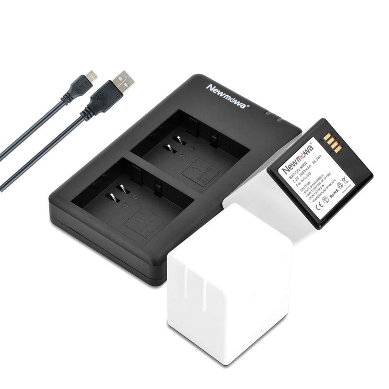 Newmowa Replacement Battery (2-Pack) and Dual USB Charger Kit for Arlo GO