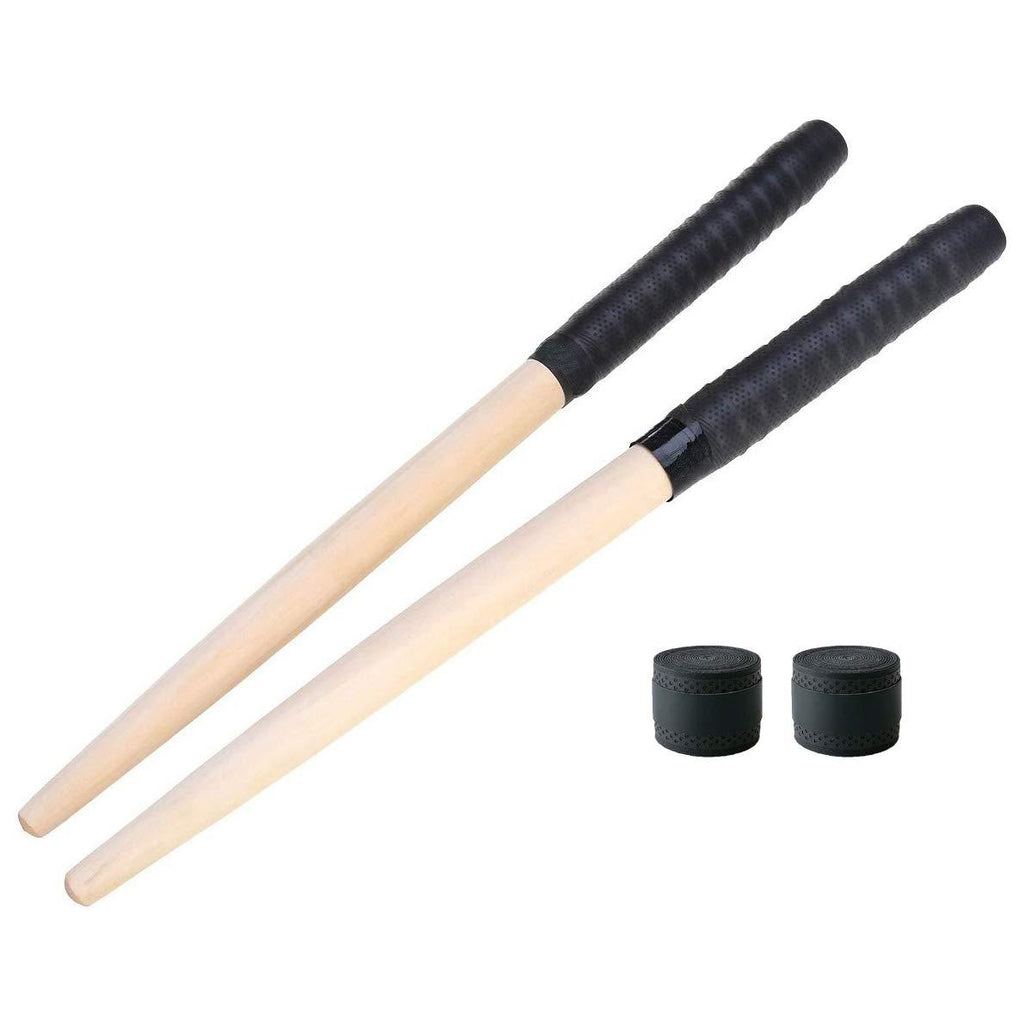 1 Pair Maibachi Taiko Drum Sticks Wood Drumsticks Taiko no Tatsujin Musical Instrument Accessories with Sweatband Grip Handle and 2 Replacement Grips(Black,350/20mm)
