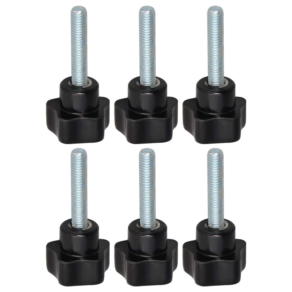 Othmro Black 6mm(M6) x 25mm Thread Replacement Star Hand Knob Tightening Screws 6Pcs