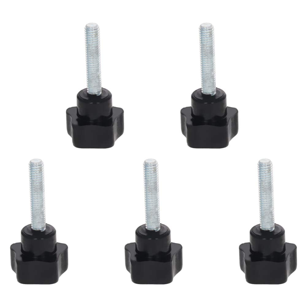 Othmro Black 6mm(M6) x 25mm Thread Replacement Star Hand Knob Tightening Screws 5Pcs