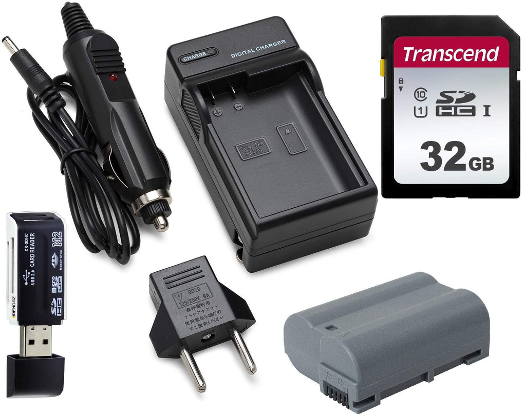 BRENDAZ EN-EL15b Battery and Battery Charger Kit with SDHC 32GB Card and Card Reader Works with Nikon D850 Digital SLR Camera.