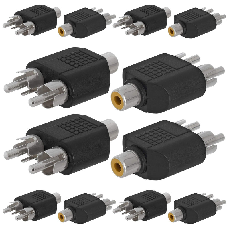 Cmple - RCA Female Jack to 2 RCA Male Plugs AV Audio Video Cable RCA Y Splitter Adapter Dual RCA Male Adapter - 10 Pack 1 RCA F - 2 RCA M