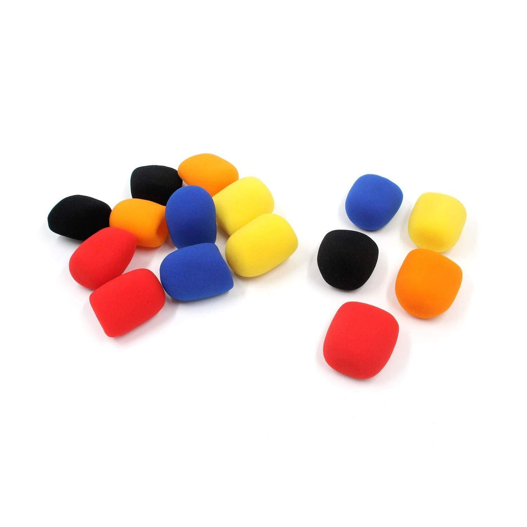 [AUSTRALIA] - Karcy Foam Microphone Covers Red Blue Yellow Orange Black 1.4" ID Lapel Headset Microphone Windscreen Set of 15 